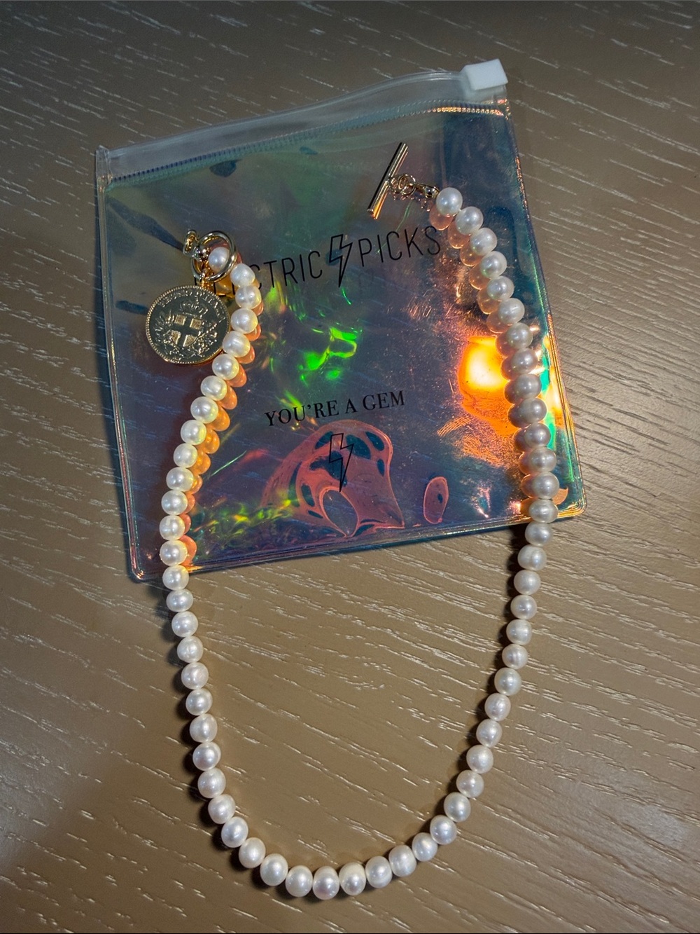 Trendy Pearl Bead Necklace with Gold Toggle & necklace